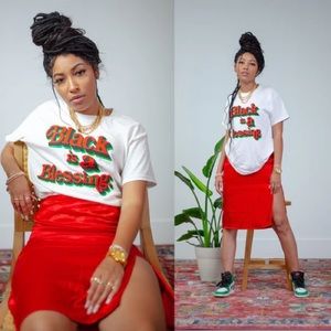 God Is Dope White/Red/Black/Green Juneteenth Blessing Oversized Tee Unisex L
